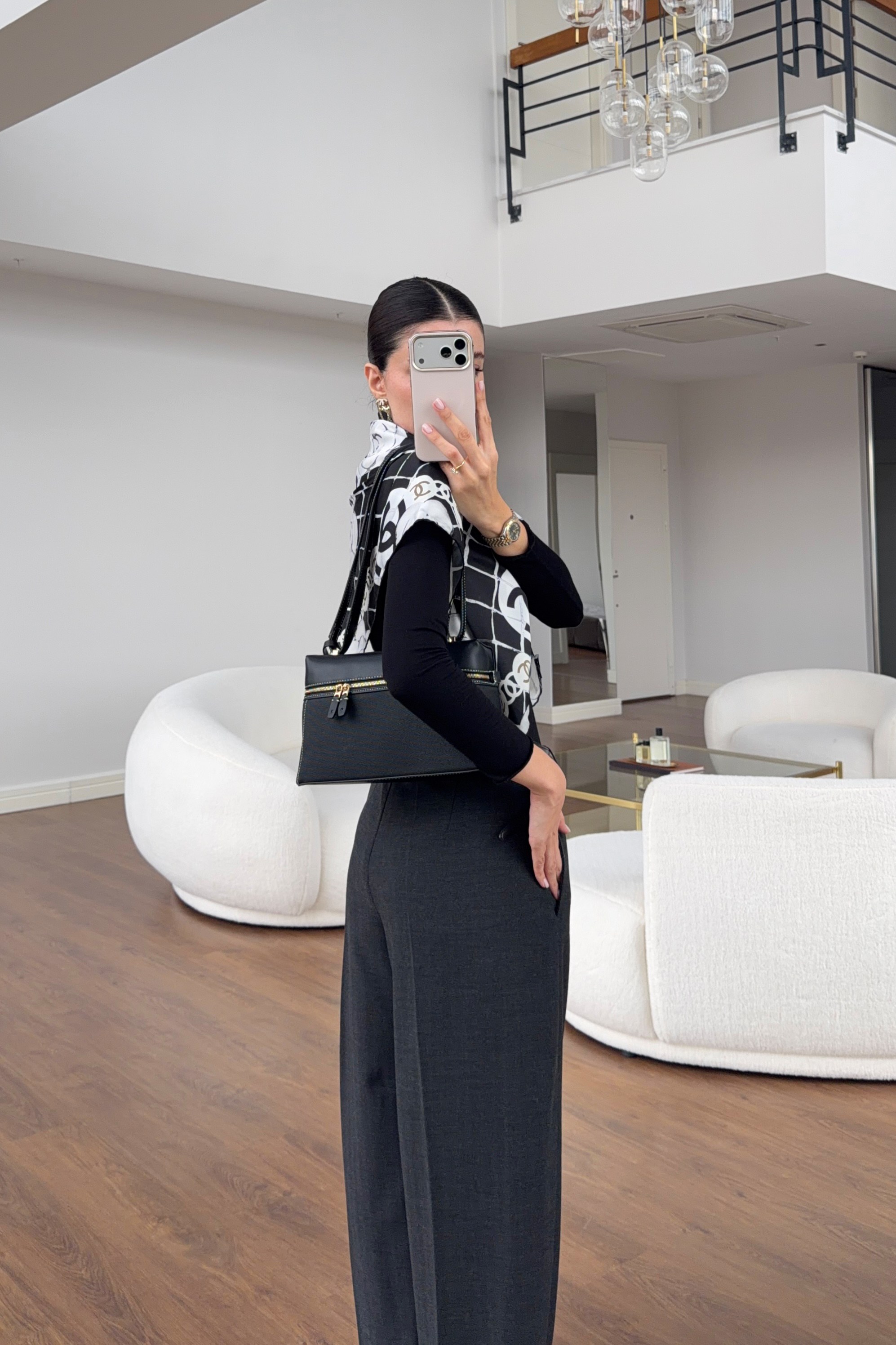 Antrasit Balıksırtı Barrel Fit Kumaş Pantolon