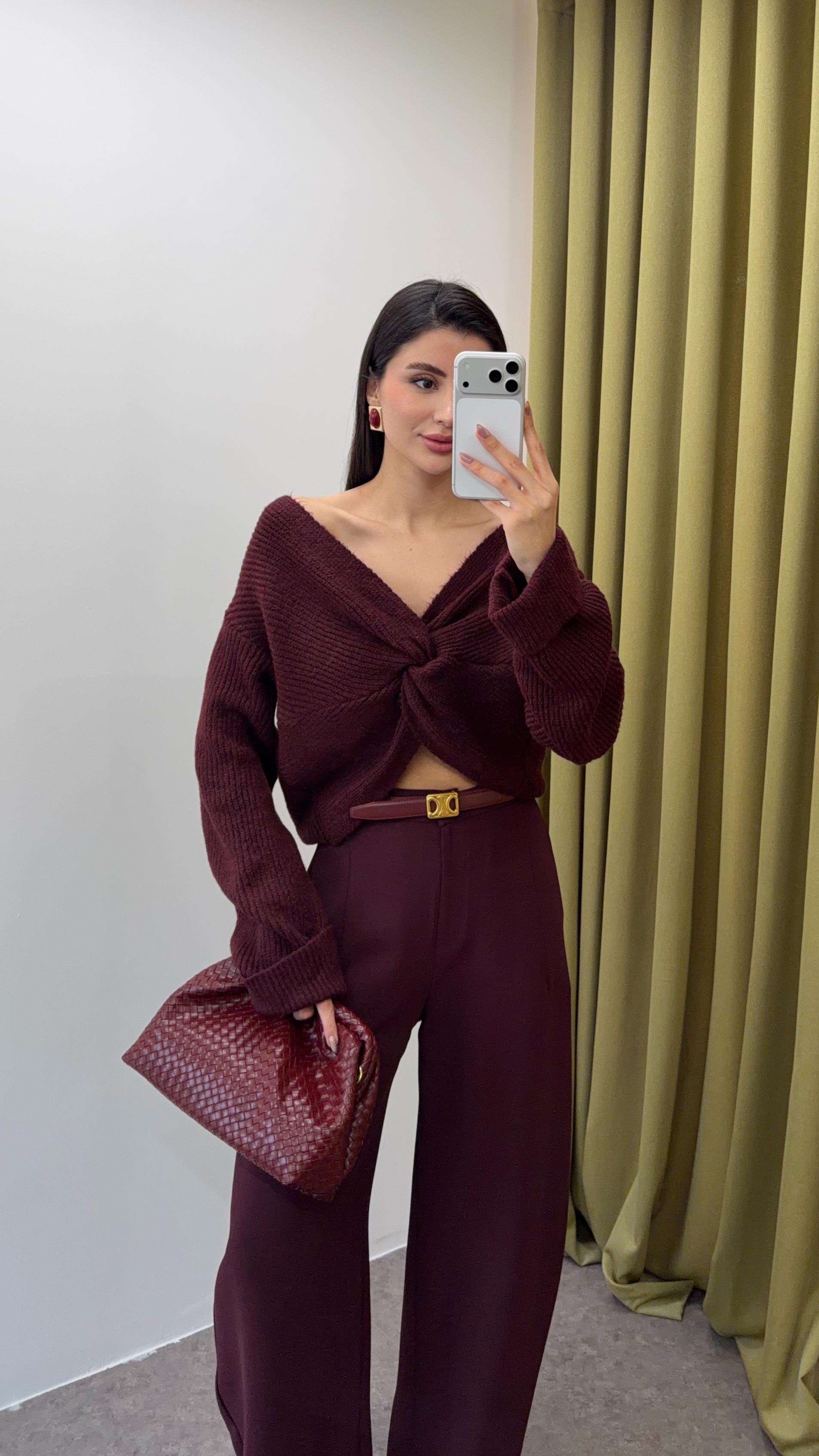 Düğümlü Bordo Kazak