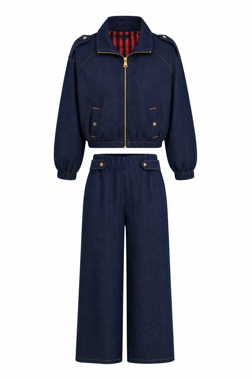 Gold Detaylı Bomber Ceket-Pantolon Takım