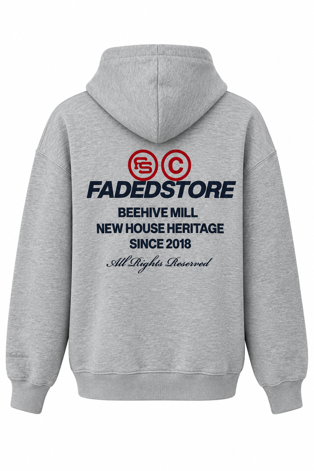 Gri Kapüşonlu Sırt Baskılı Sweatshirt