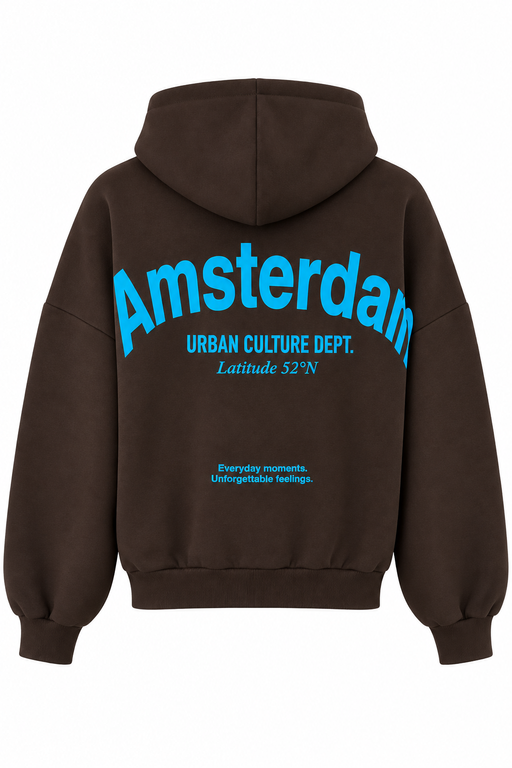 Kahverengi Amsterdam Sırt Baskılı Kapüşonlu Sweatshirt
