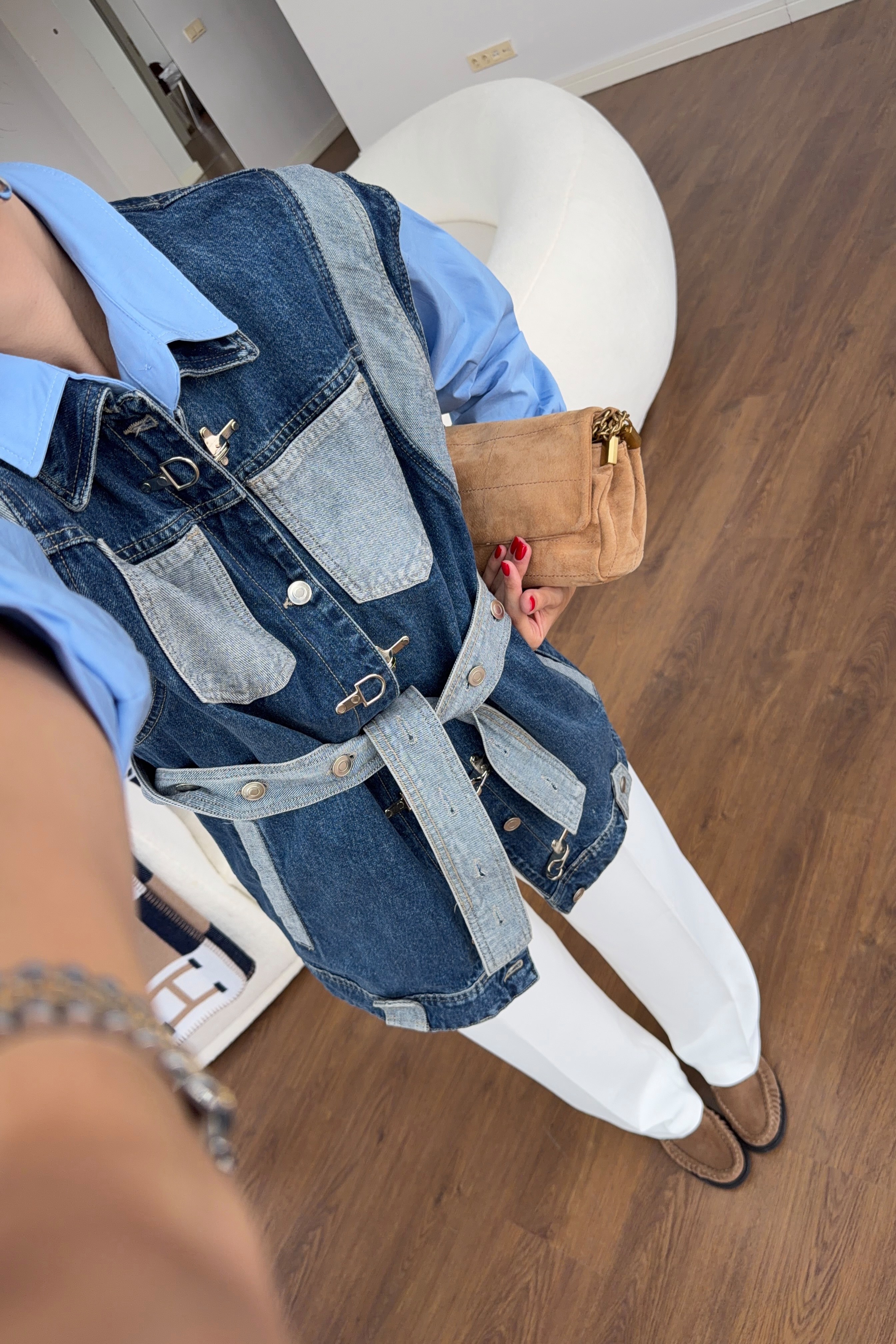 Kancalı Tasarım Denim Yelek
