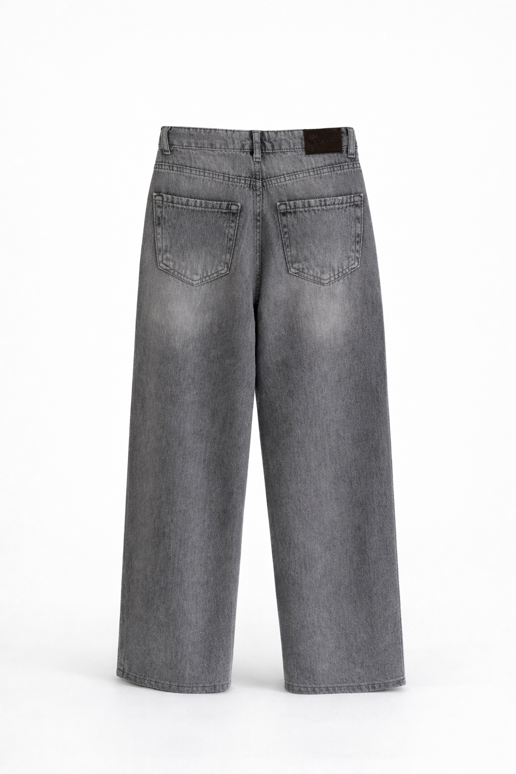 Kar Yıkama Gri Wide Leg Kesik Paça Jean