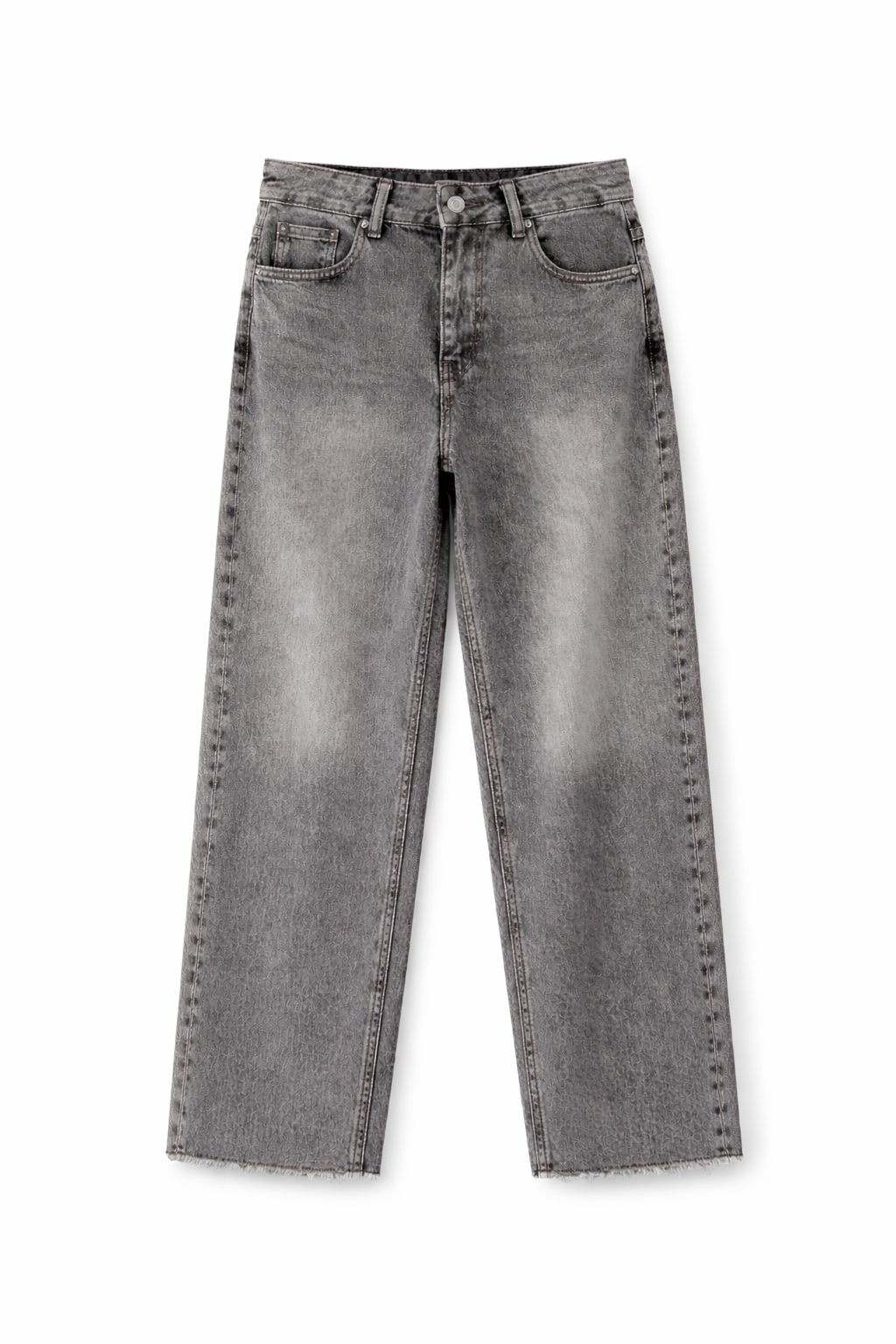 Kar Yıkama Gri Wide Leg Kesik Paça Jean