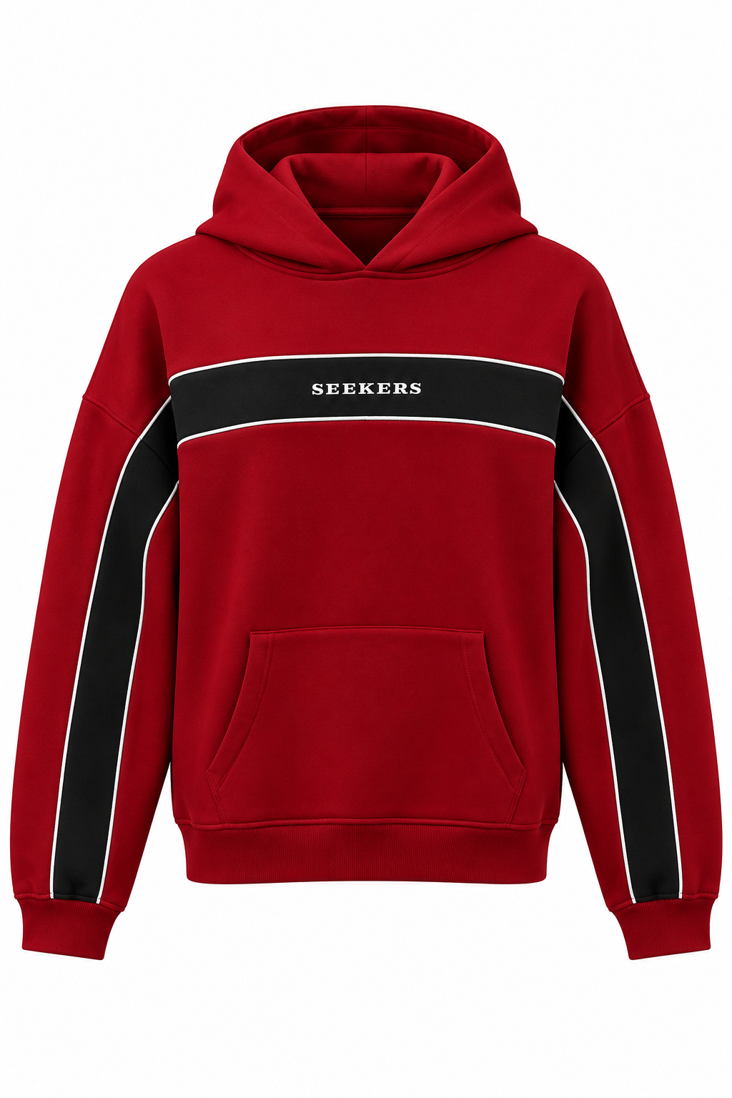 Kırmızı Şeritli Kanguru Sweatshirt