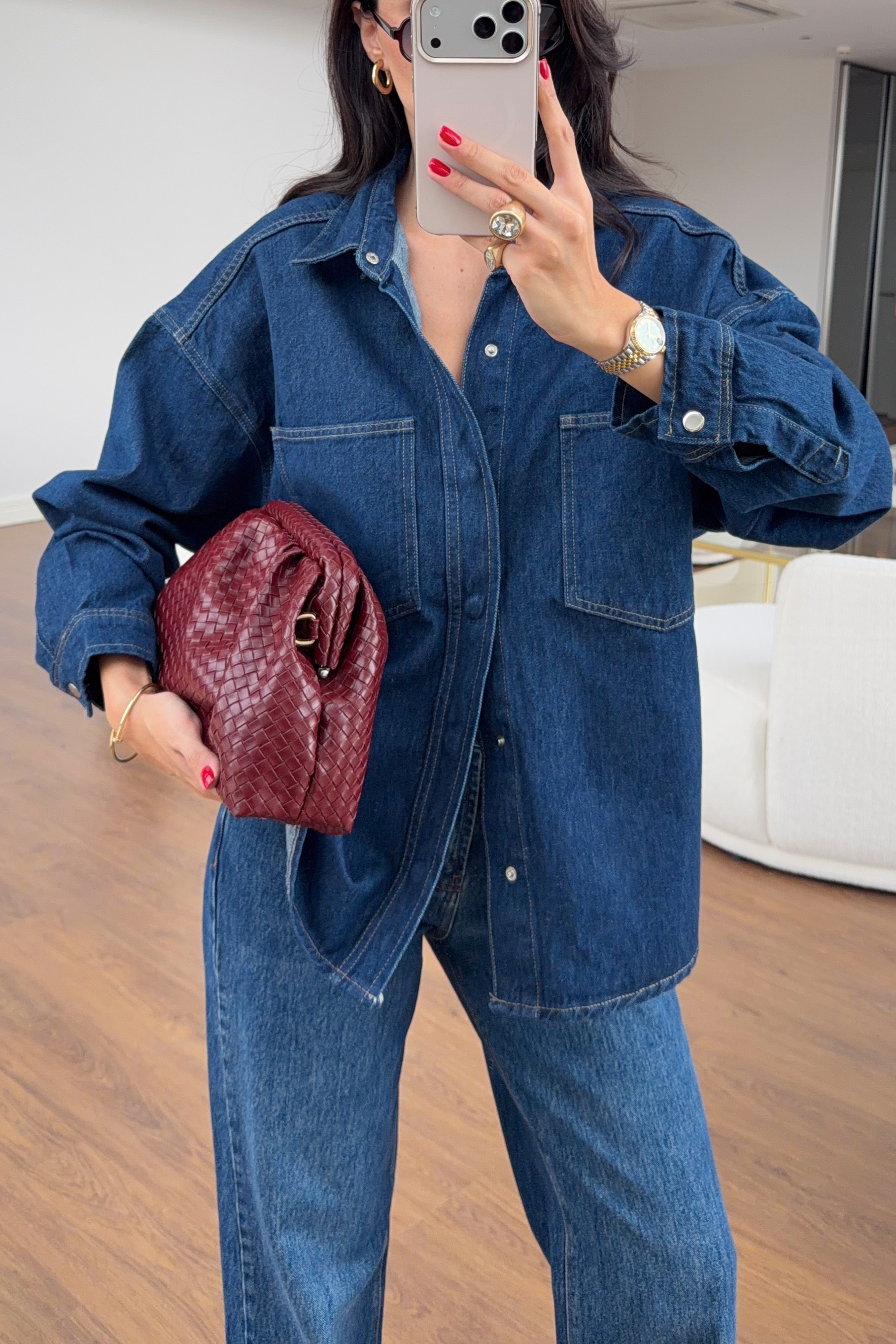 Lacivert Denim Gömlek Ceket