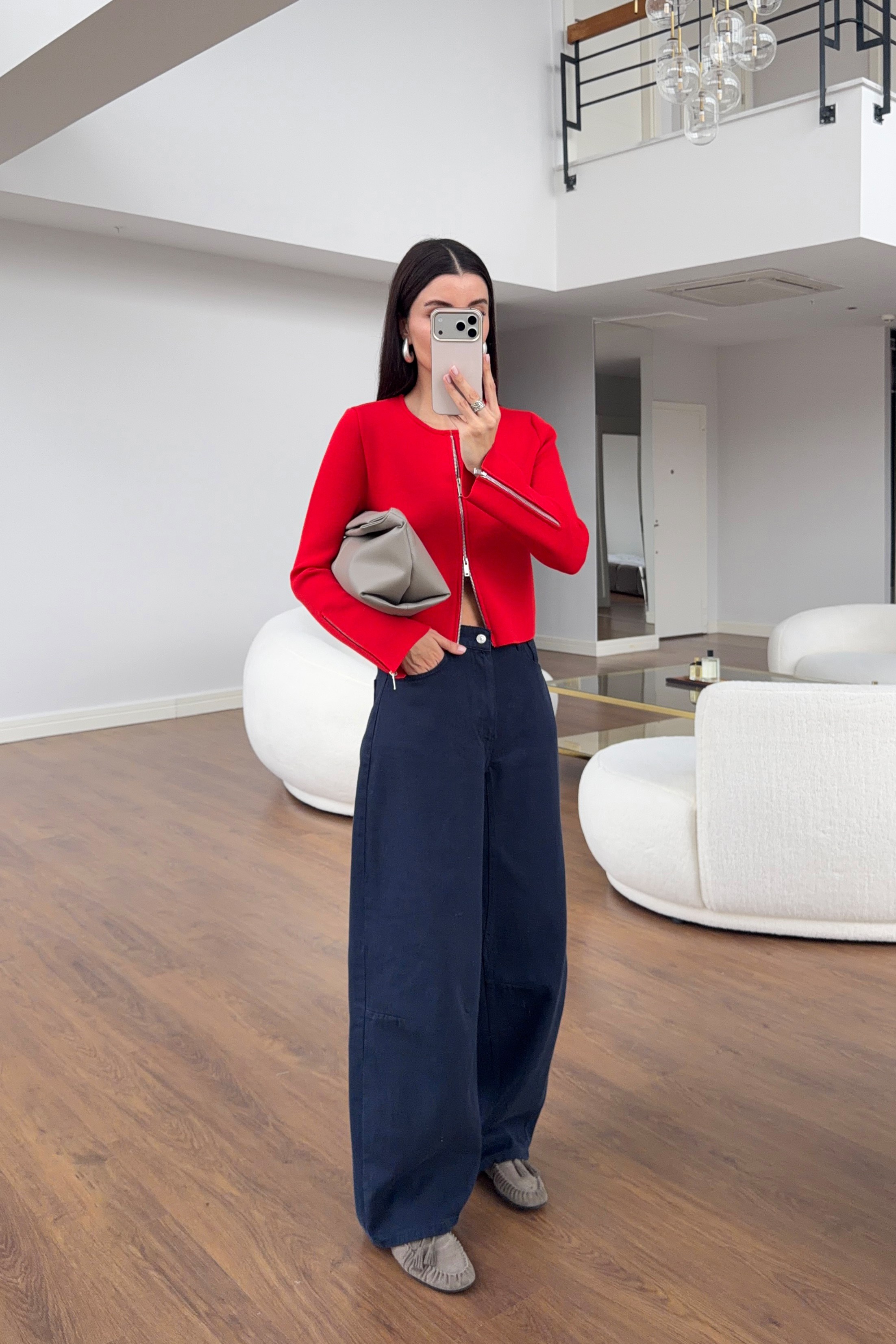 Lacivert Soft Barrel Denim Pantolon