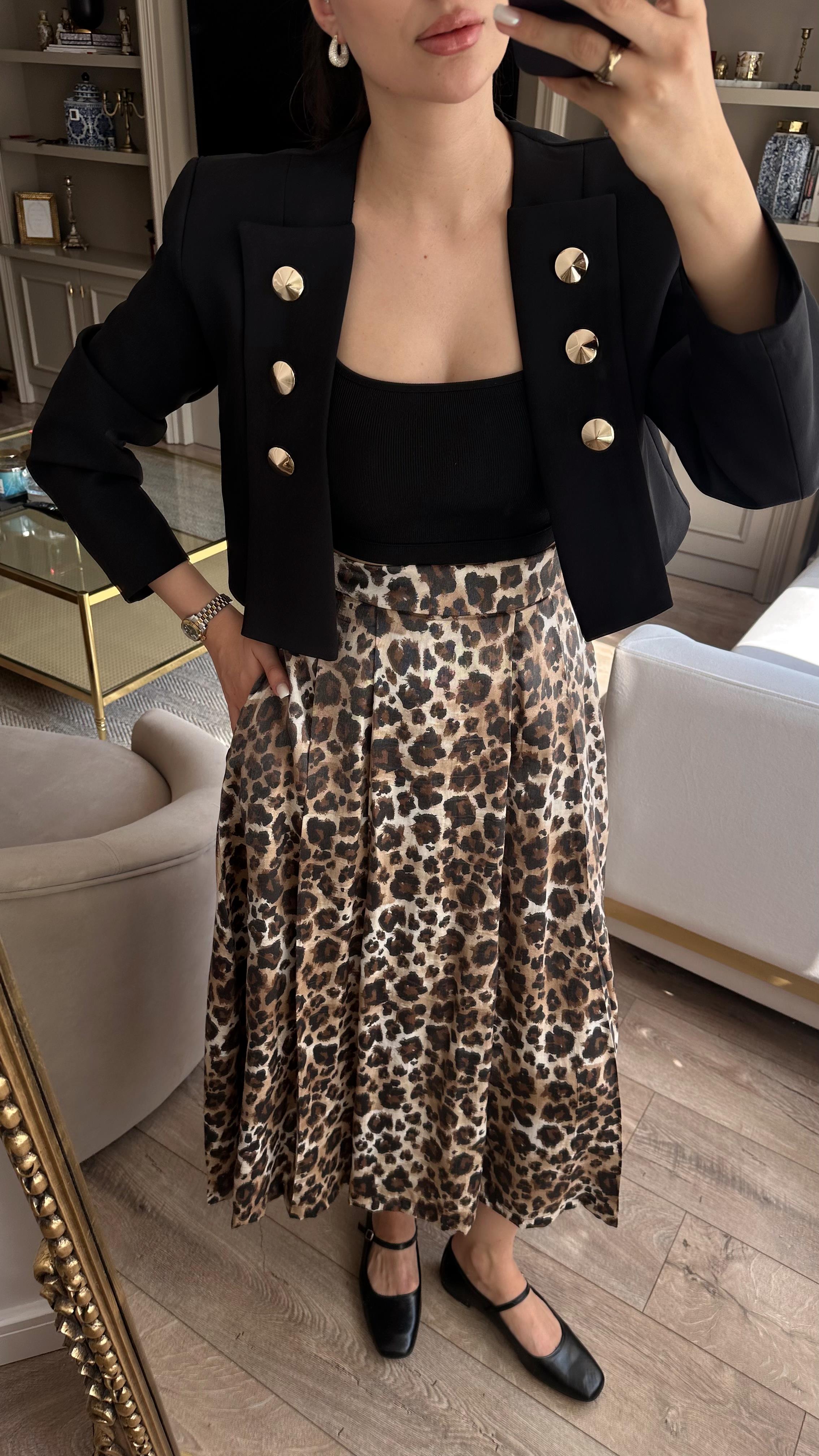 Leopar Desenli Maxi Etek