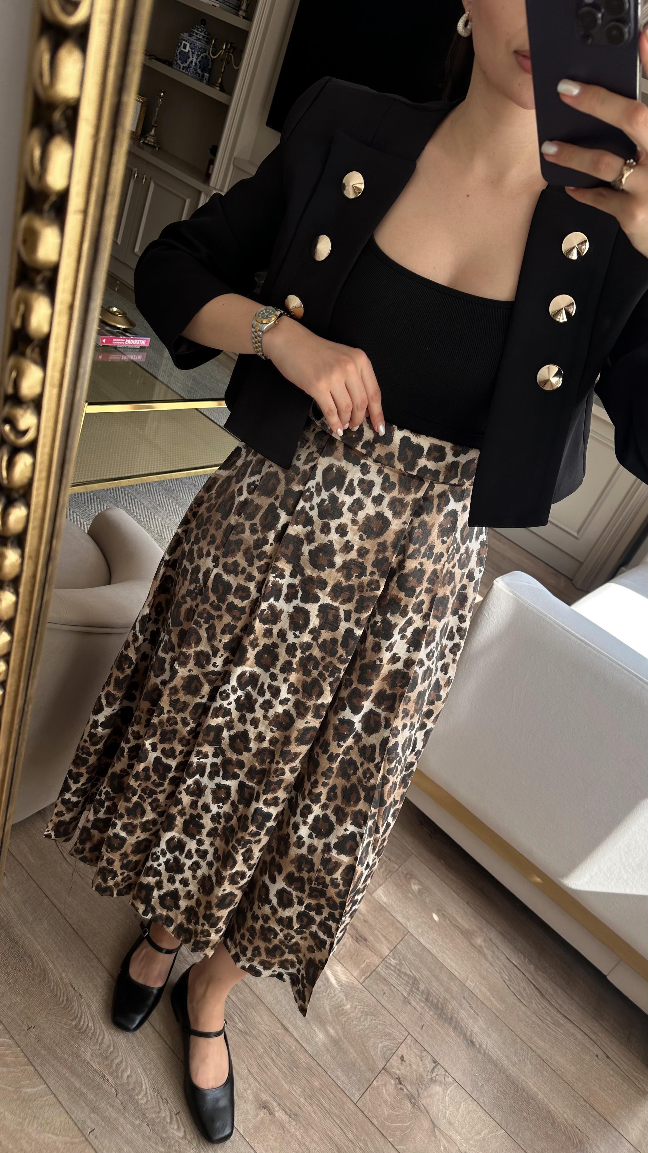Leopar Desenli Maxi Etek