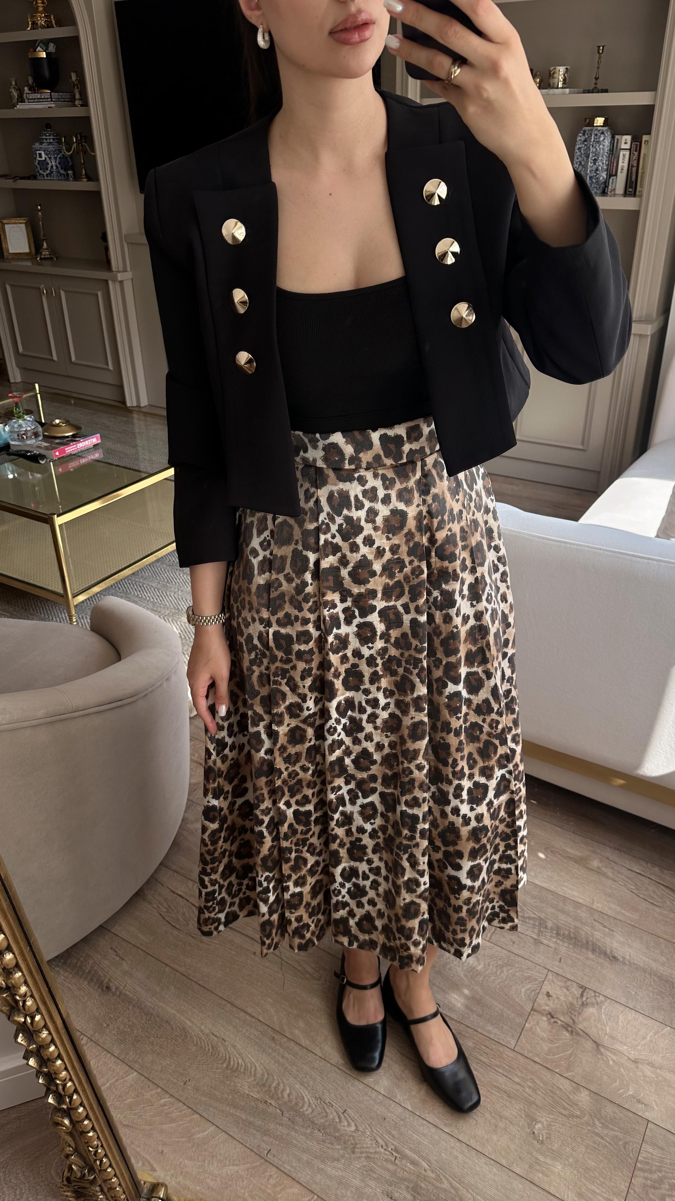 Leopar Desenli Maxi Etek