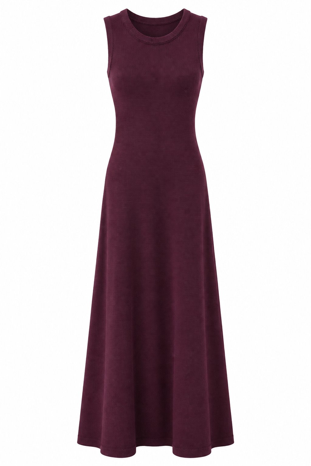 Mürdüm Sıfır Kol Triko Elbise-Panço İkili Takım