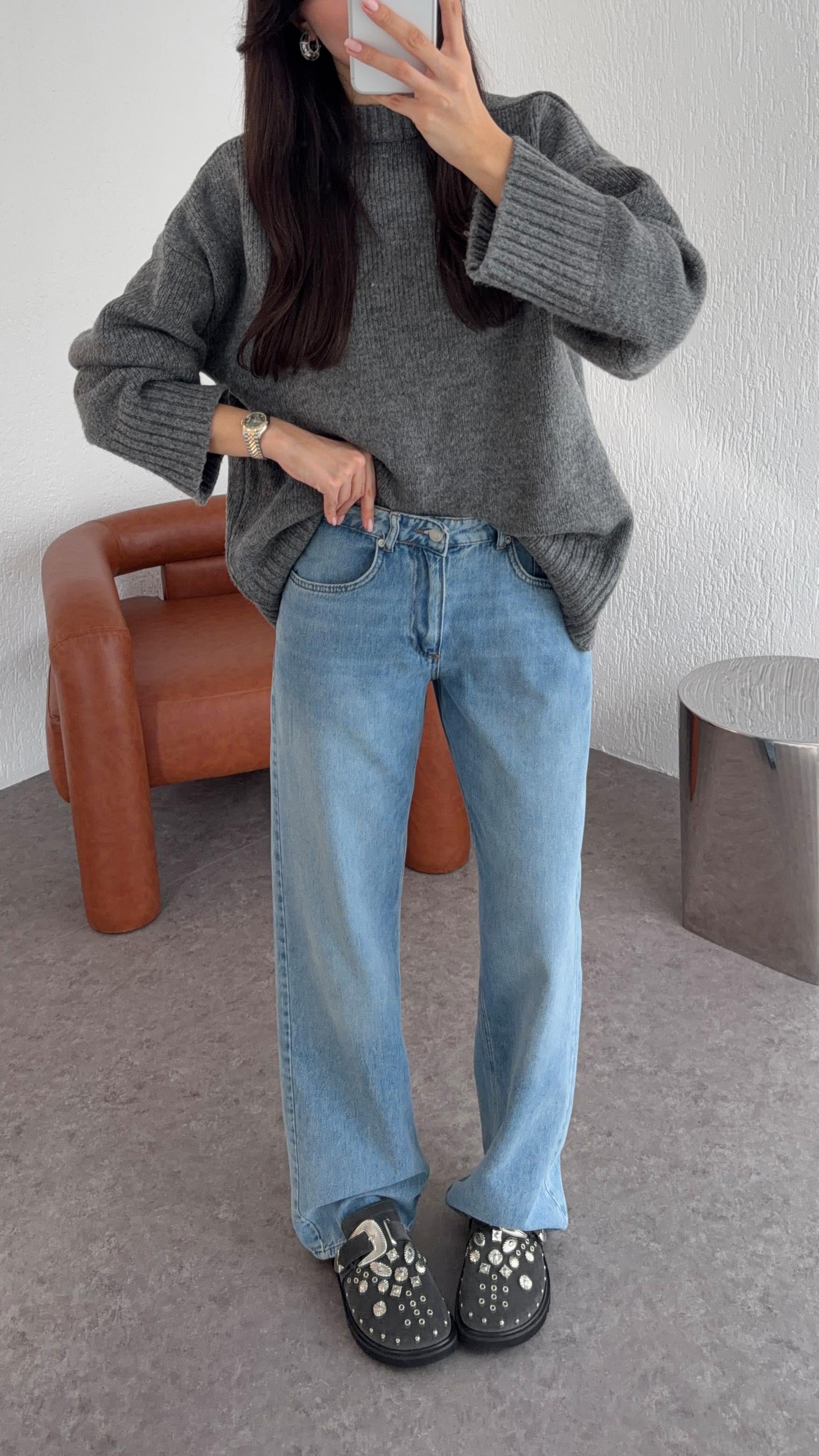 Orta Bel Mavi Jean