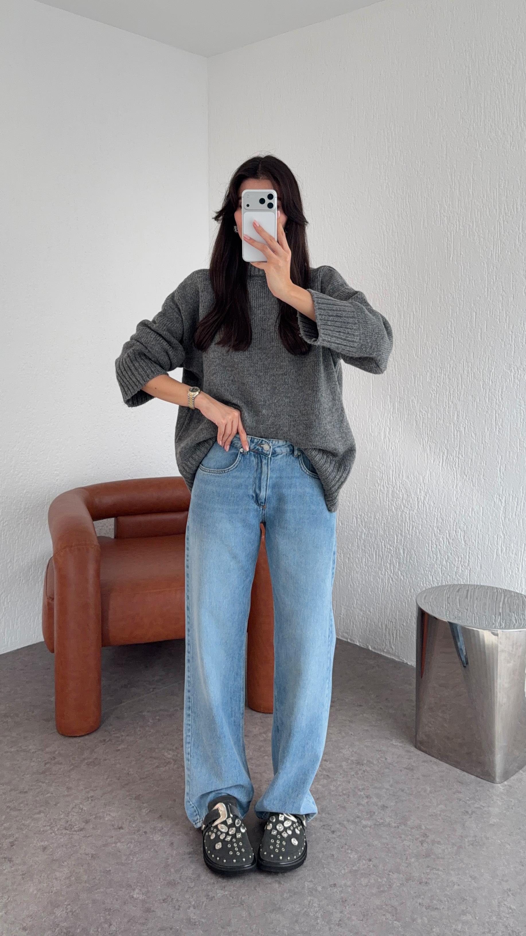Orta Bel Mavi Jean