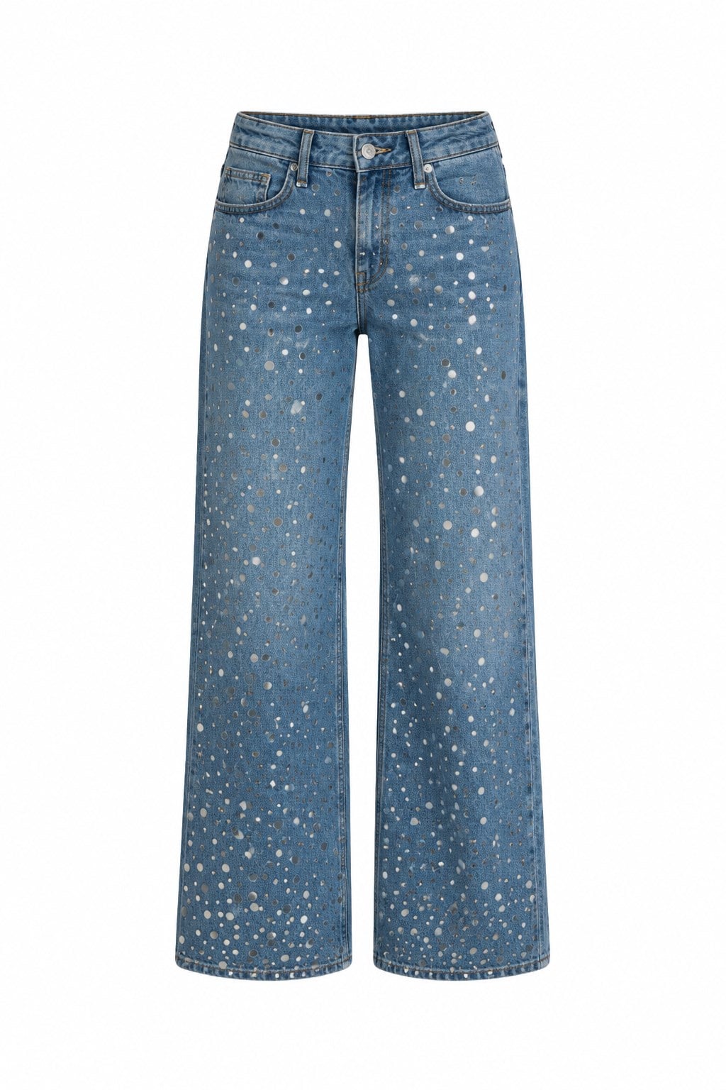 Pullu Açık Mavi Jean