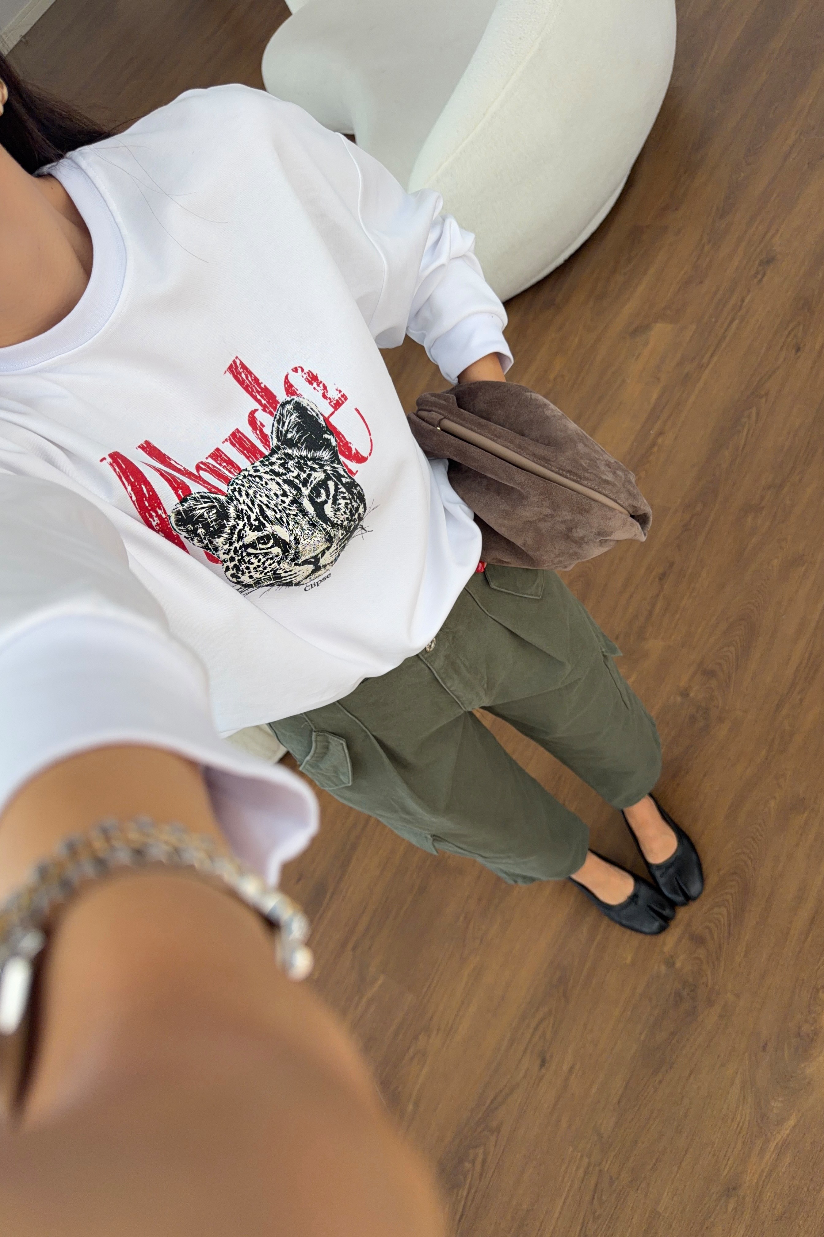 Rhude Leopar Baskılı Bisiklet Yaka Sweat