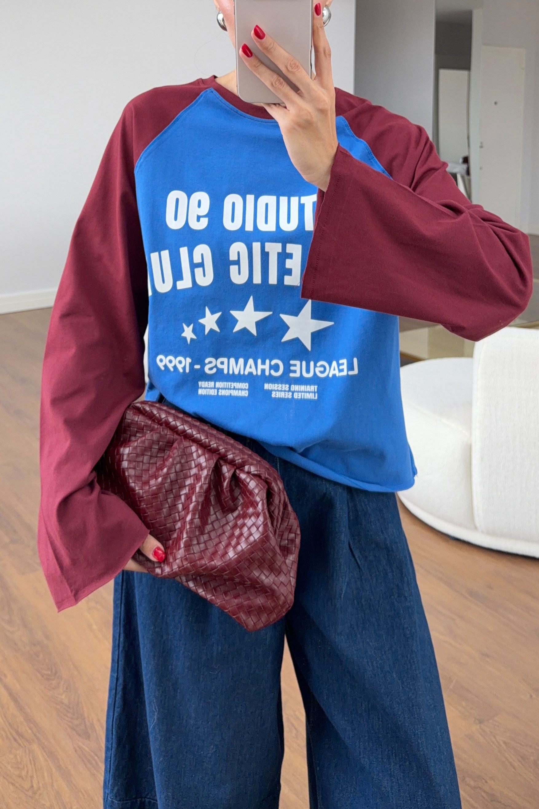 Studio 90 Uzun Kollu Kolej Tshirt