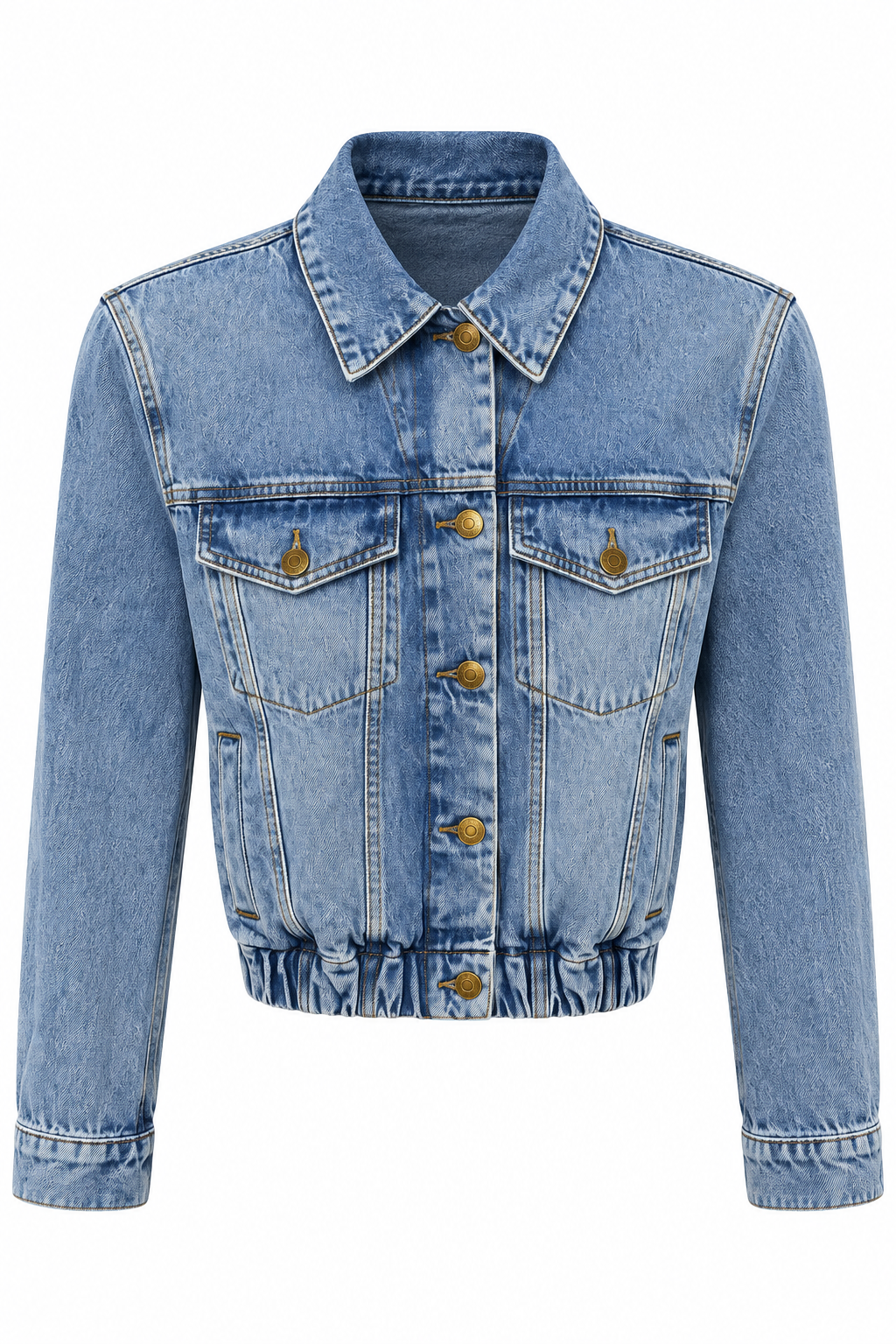 Vintage Yıkamalı Crop Denim Ceket