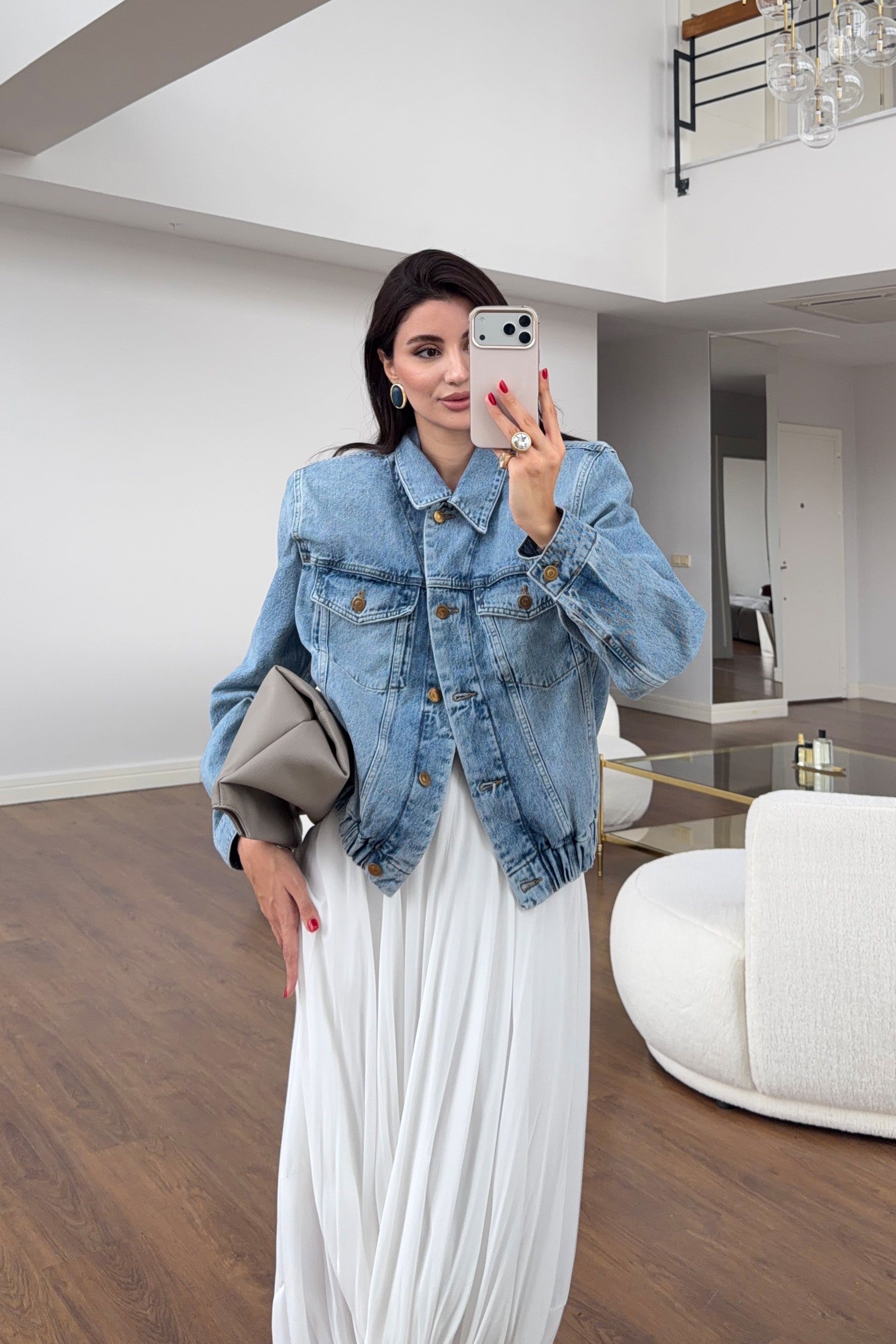 Vintage Yıkamalı Crop Denim Ceket