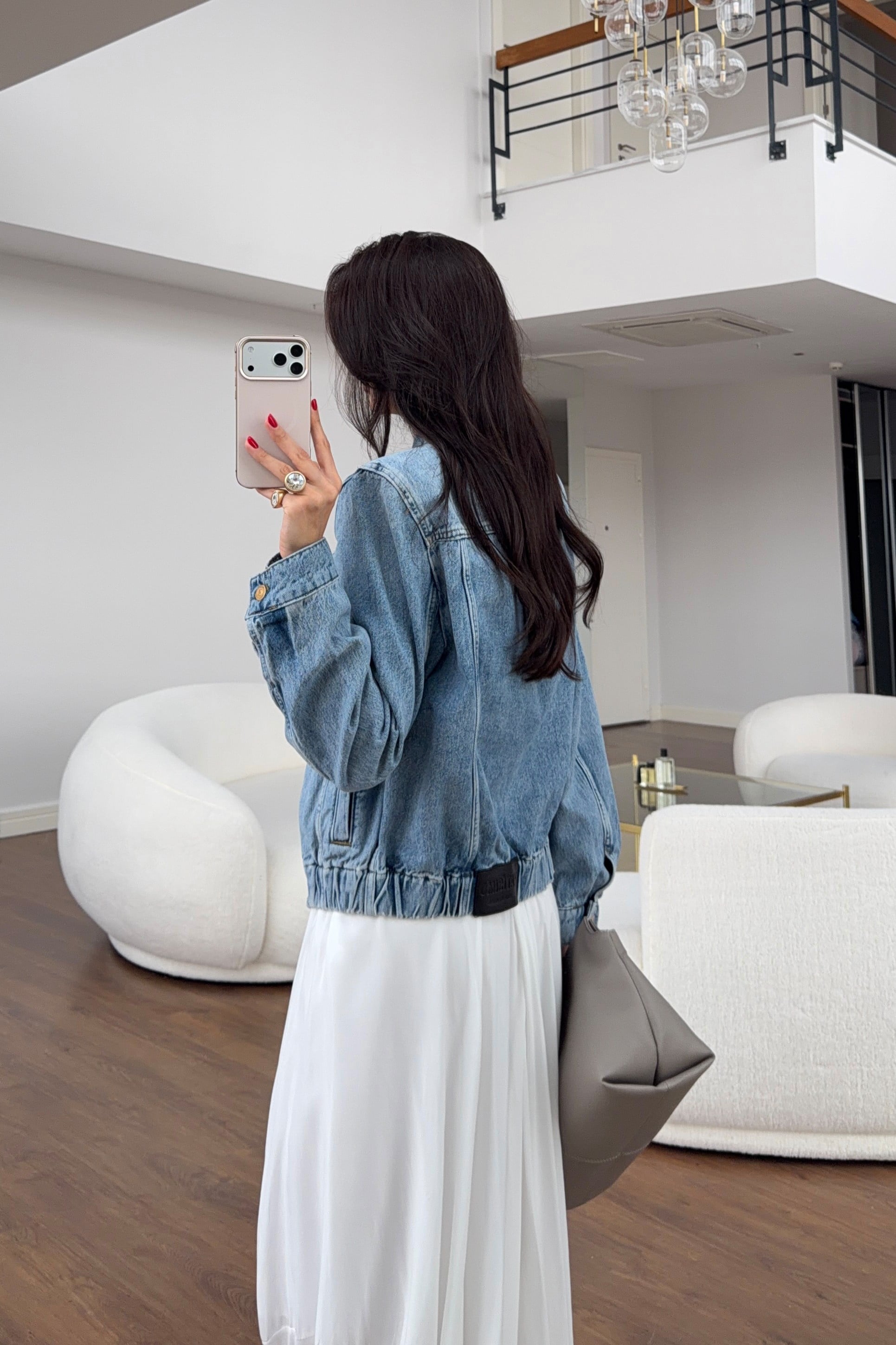 Vintage Yıkamalı Crop Denim Ceket