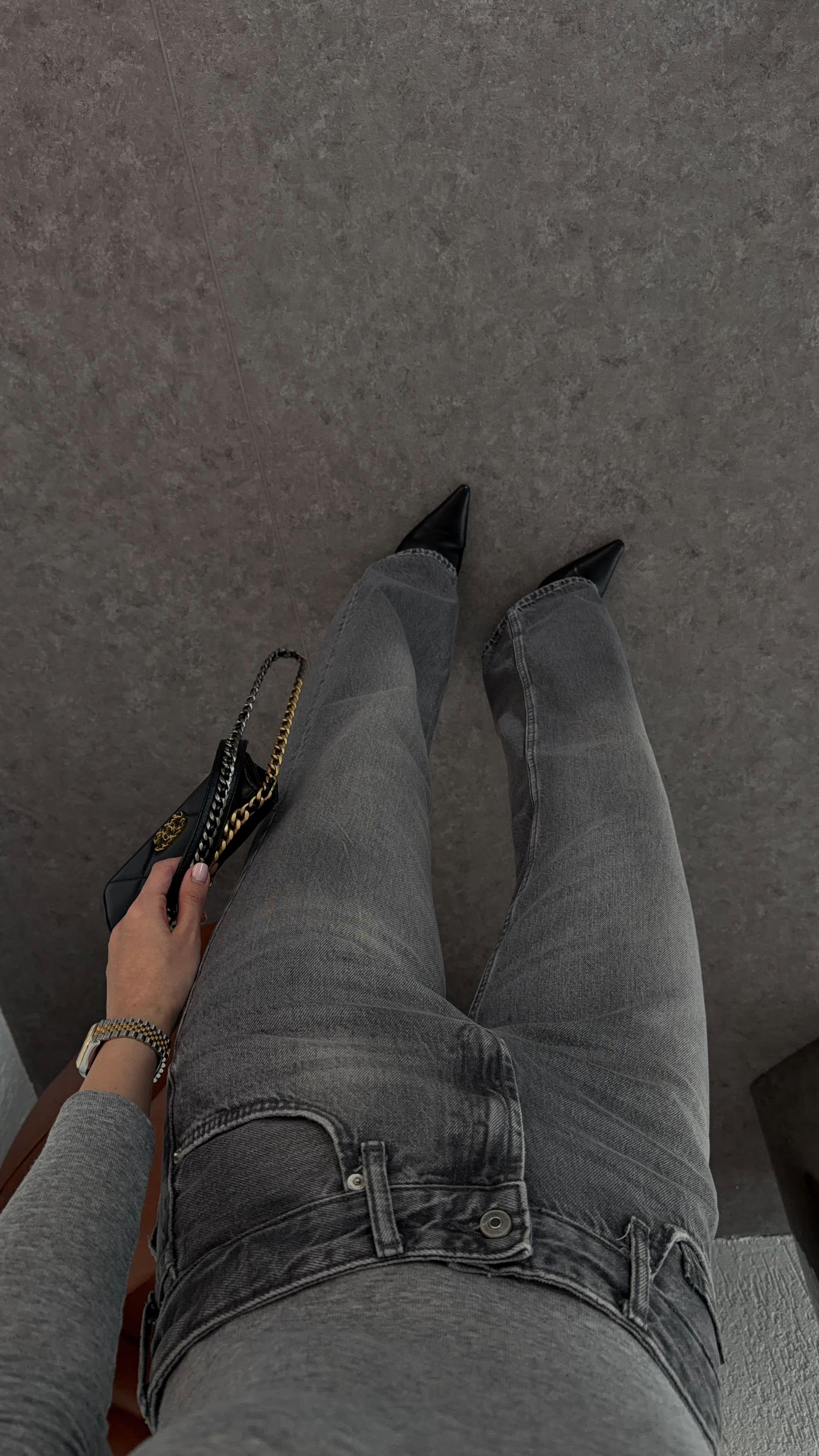 Yıkamalı Antrasit Straight Jean