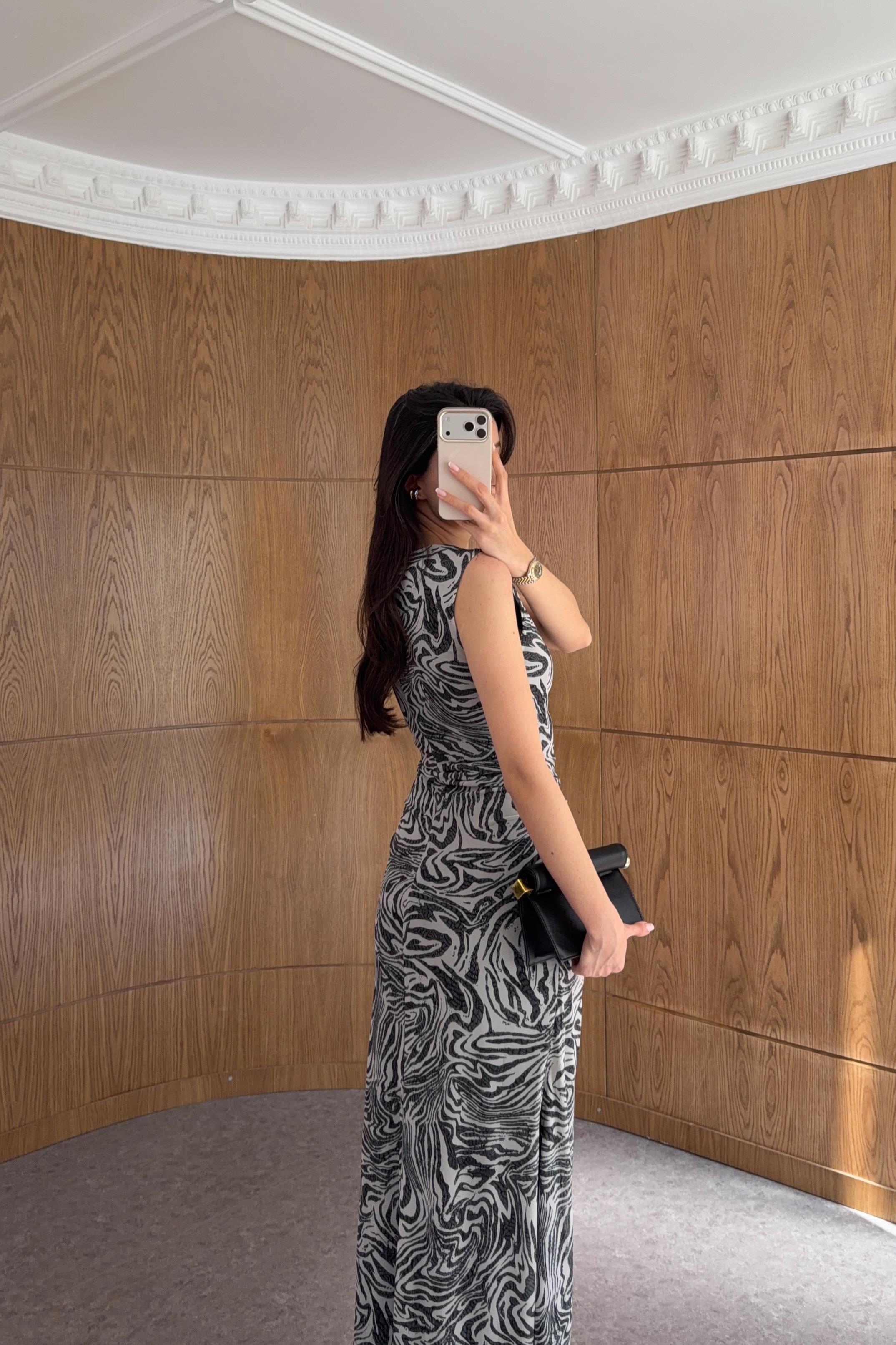 Zebra Desen Maxi Elbise