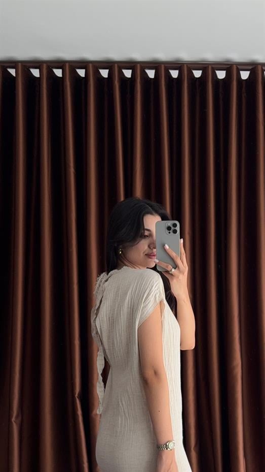 %100 Pamuk Taş Müslin Elbise