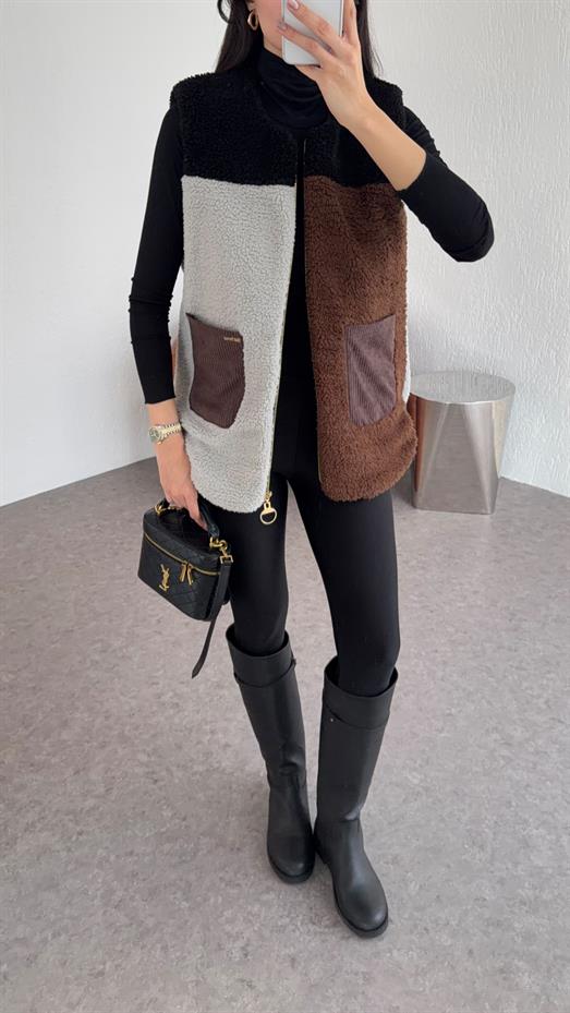 3 Renkli Peluş Yelek