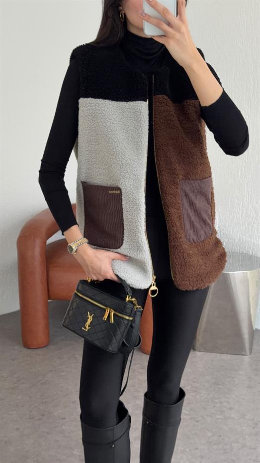 3 Renkli Peluş Yelek