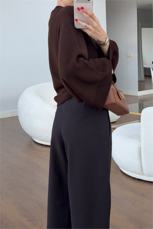 Acı Kahve Barrel Fit Kumaş Pantolon