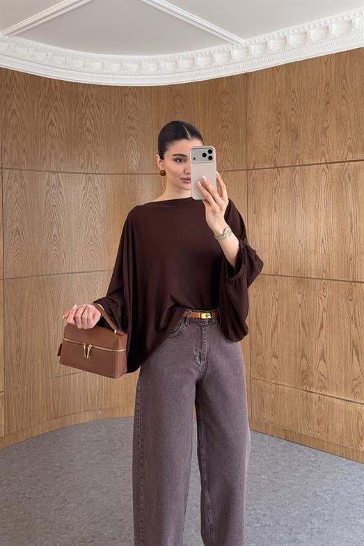 Acı Kahve Kayık Yaka Salaş Bluz