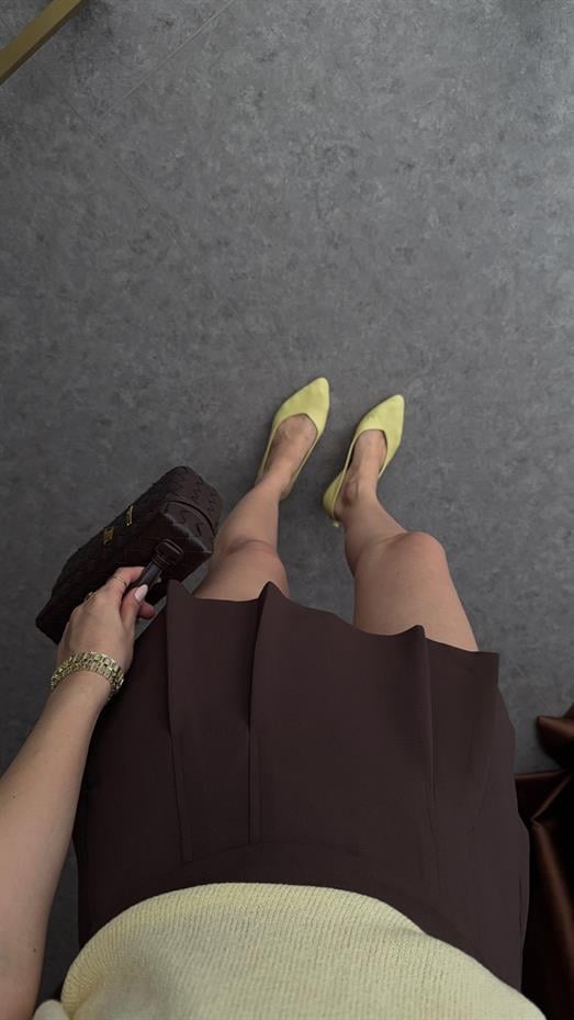 Acı Kahve Pileli Etek