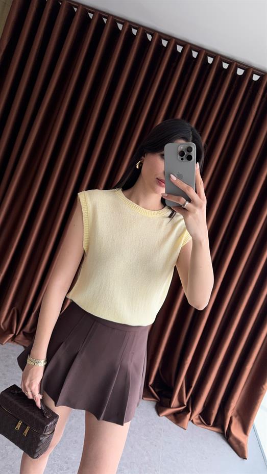 Acı Kahve Pileli Etek