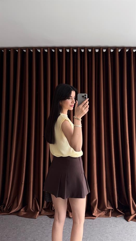 Acı Kahve Pileli Etek