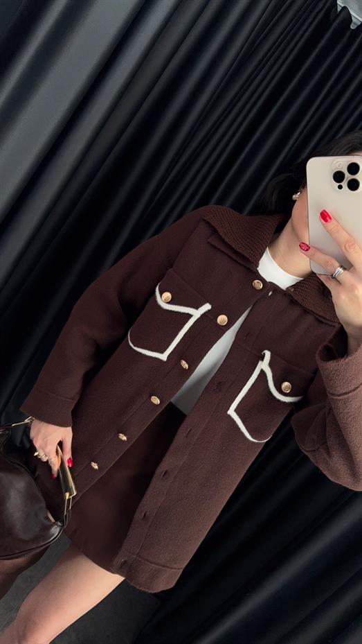 Acı Kahve Triko Ceket