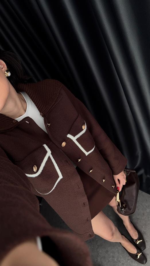 Acı Kahve Triko Ceket