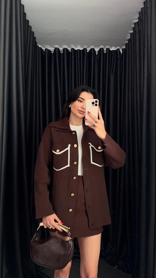 Acı Kahve Triko Ceket