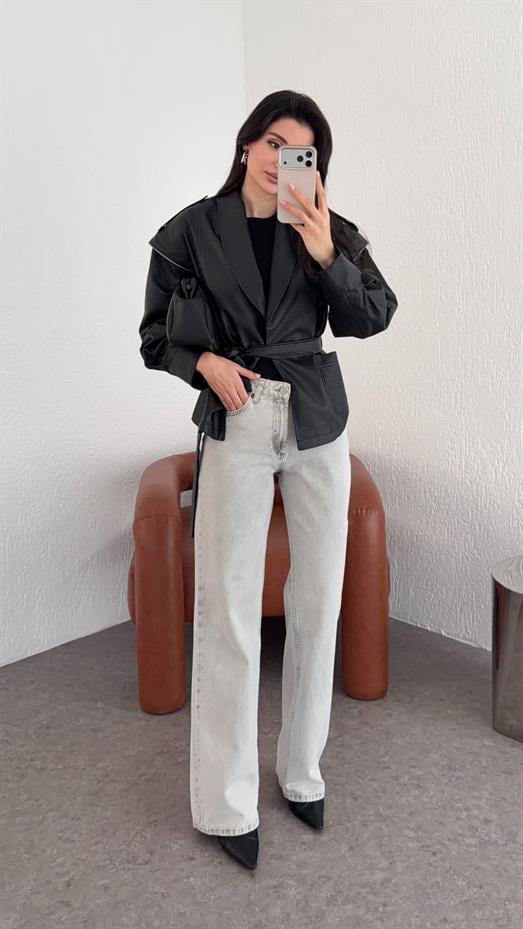 Açık Gri Straight Jean