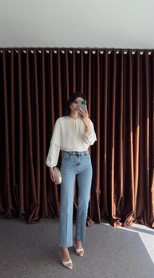 Açık Kar Yıkamalı Momfit Jean