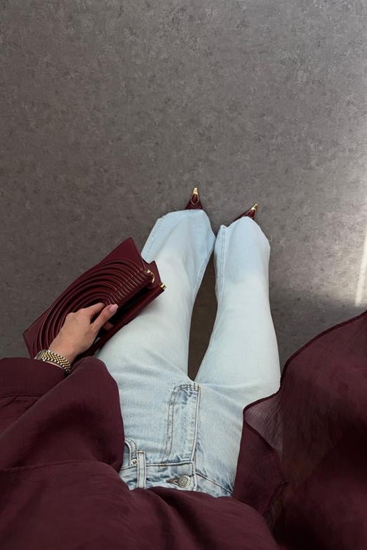 Açık Mavi Kar Yıkama Wide Leg Jean