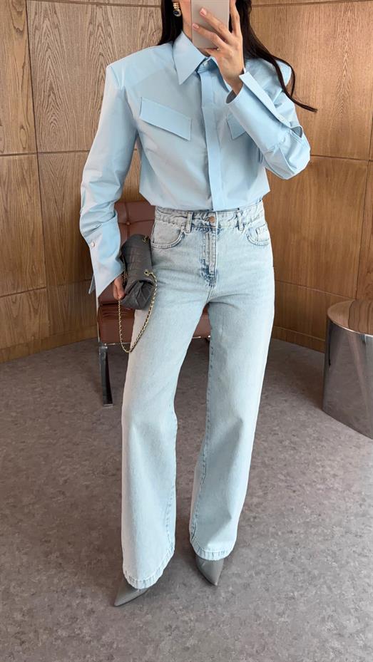 Açık Mavi Palazzo Jean