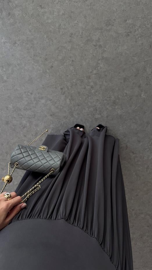 Antrasit Maxi Modal Elbise