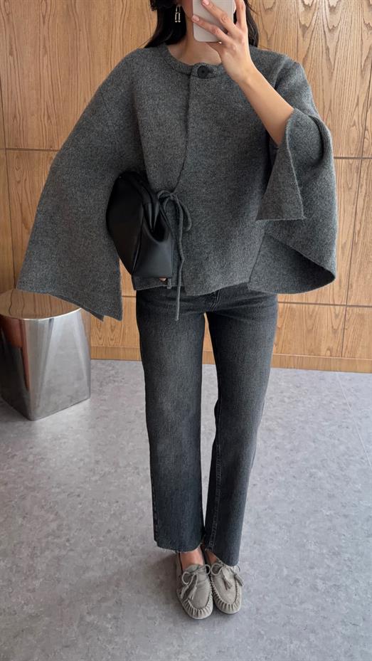 Antrasit Pelerin Hırka