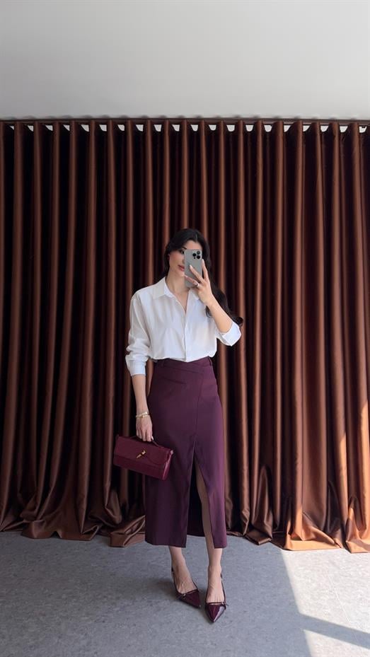 Asimetrik Mürdüm Kalem Etek