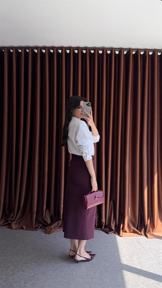 Asimetrik Mürdüm Kalem Etek