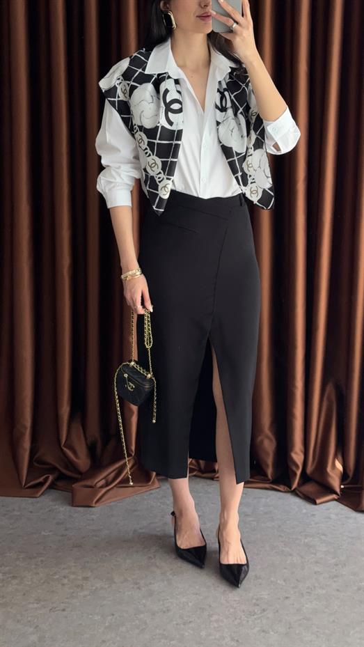 Asimetrik Siyah Kalem Etek