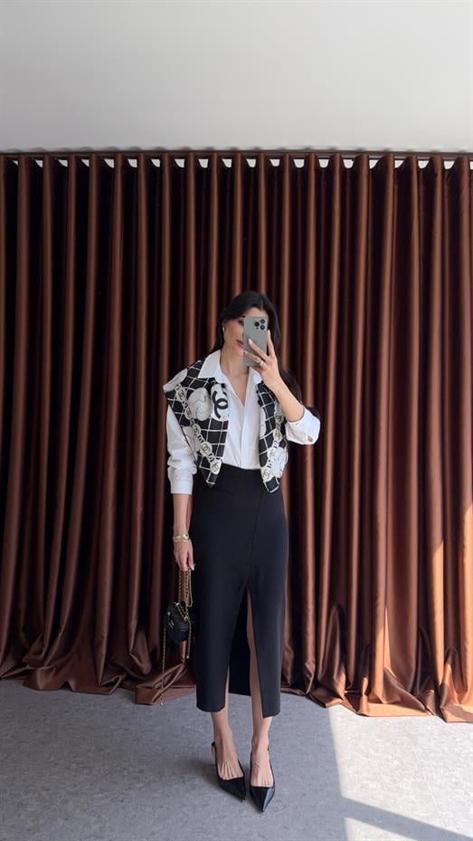 Asimetrik Siyah Kalem Etek