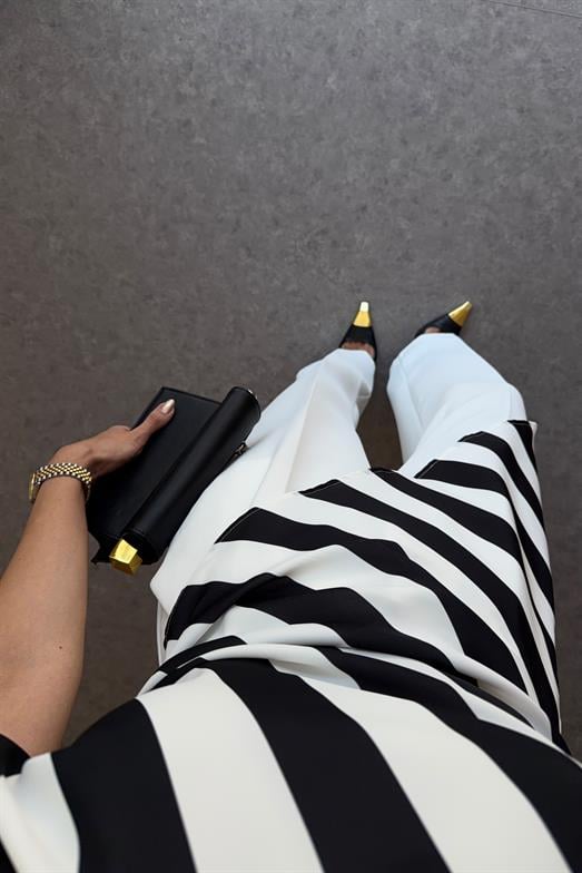 Asimetrik Tek Omuz Zebra Bluz