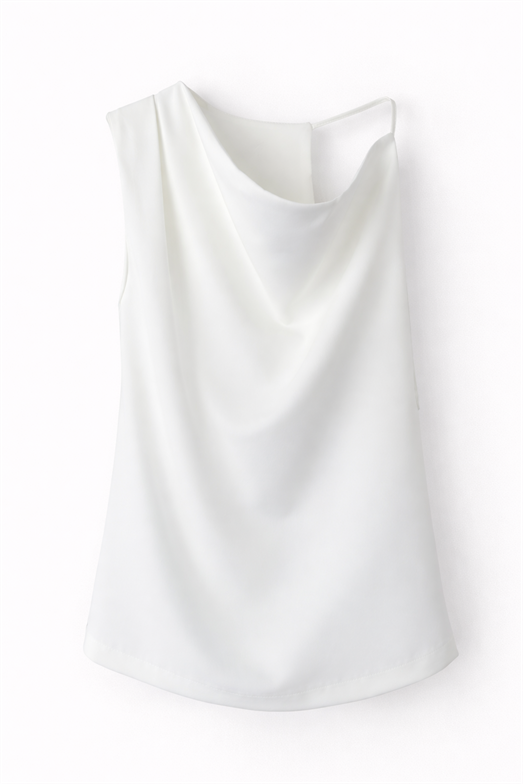 Askılı Beyaz Dökümlü Bluz