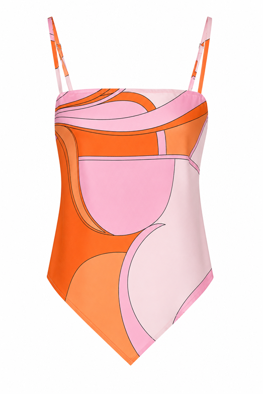 Askılı Fular Form Desenli Pembe Bluz