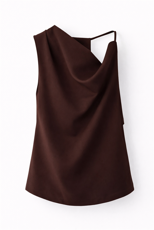 Askılı Kahve Dökümlü Bluz